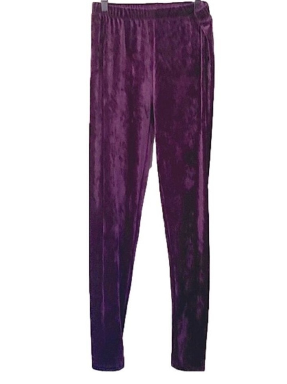Purple Velvet Leggings Mardi Gras Purple Pull On Style OSFM